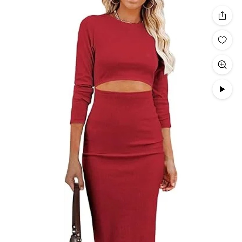 Elegant Red Midi Dress 011